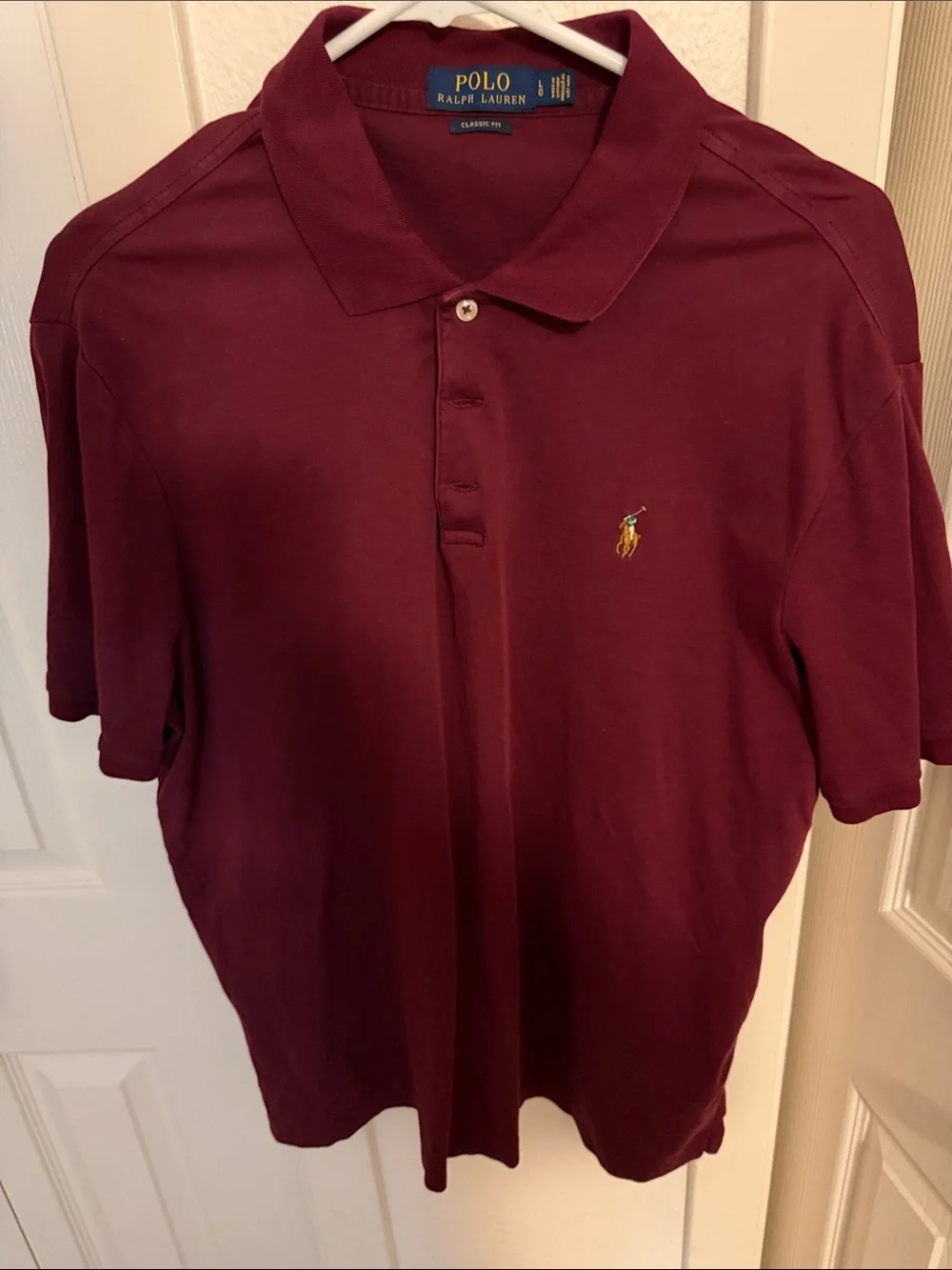 Polo by Ralph Lauren Men's Maroon Short Sleeve Polo with Embroidered Pony